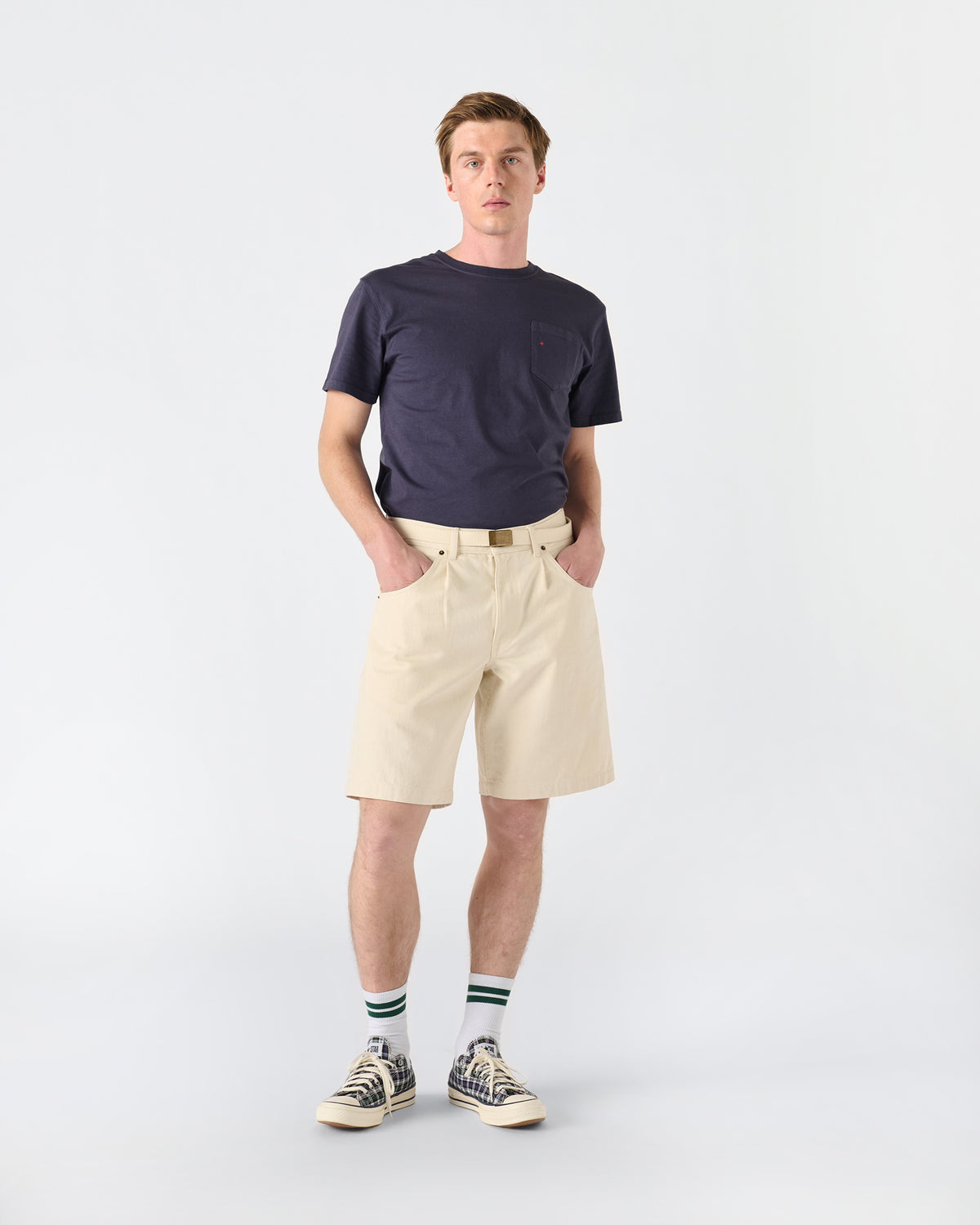 Pleated Denim Short